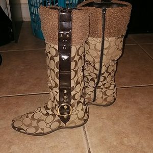 Brown and Tan Coach Boots